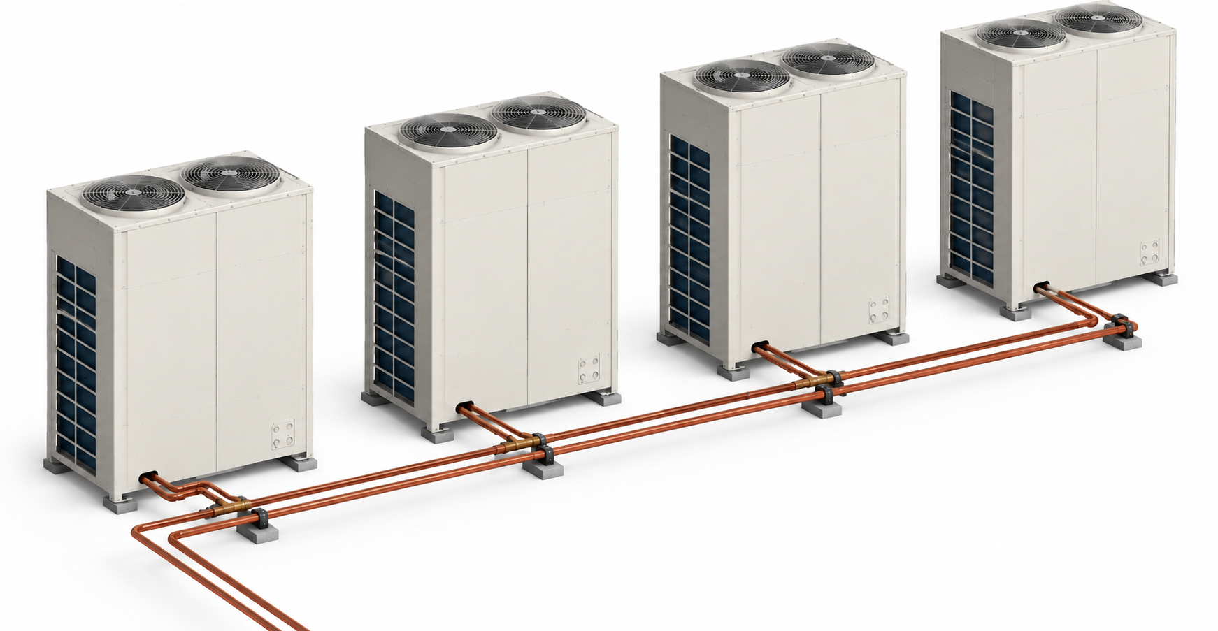 Condensadoras de sistema VRF/VRV com rede de tubulações frigorígenas